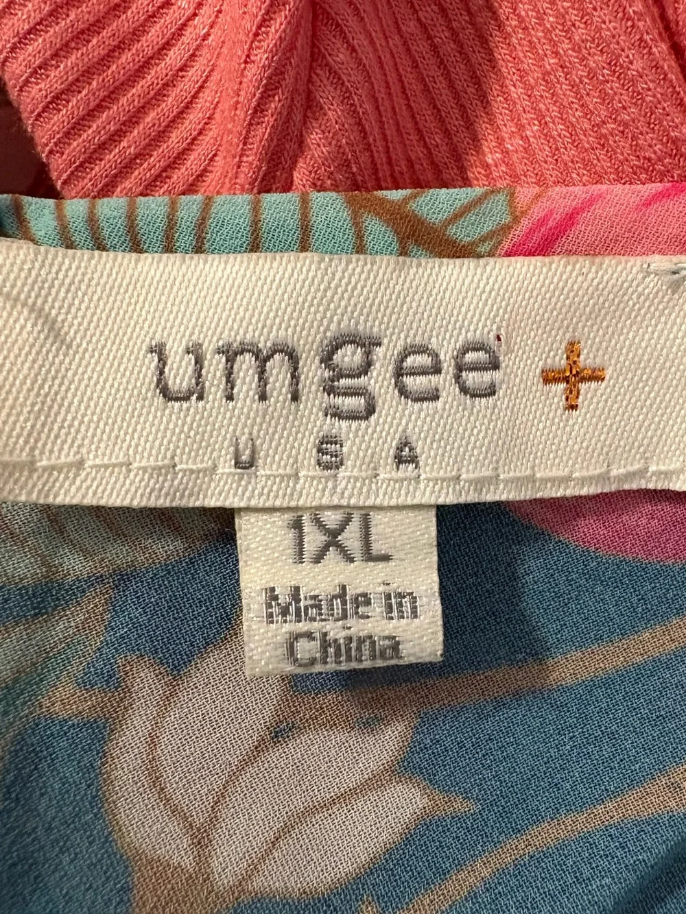 Umgee USA women's 1XL kimono green teal pink floral ruffle short sleeve shawl - Picture 5 of 10